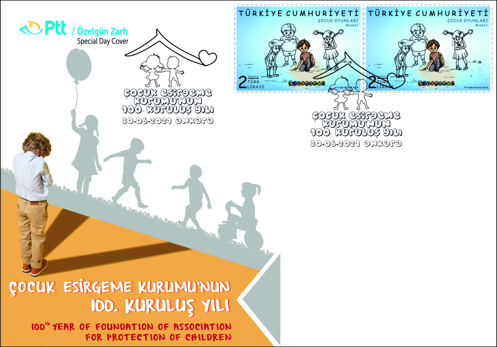 PTT’DEN "ÇOCUK ESİRGEME KURUMU'NUN 100. KURULUŞ YILI" KONULU ÖZELGÜN ZARFI