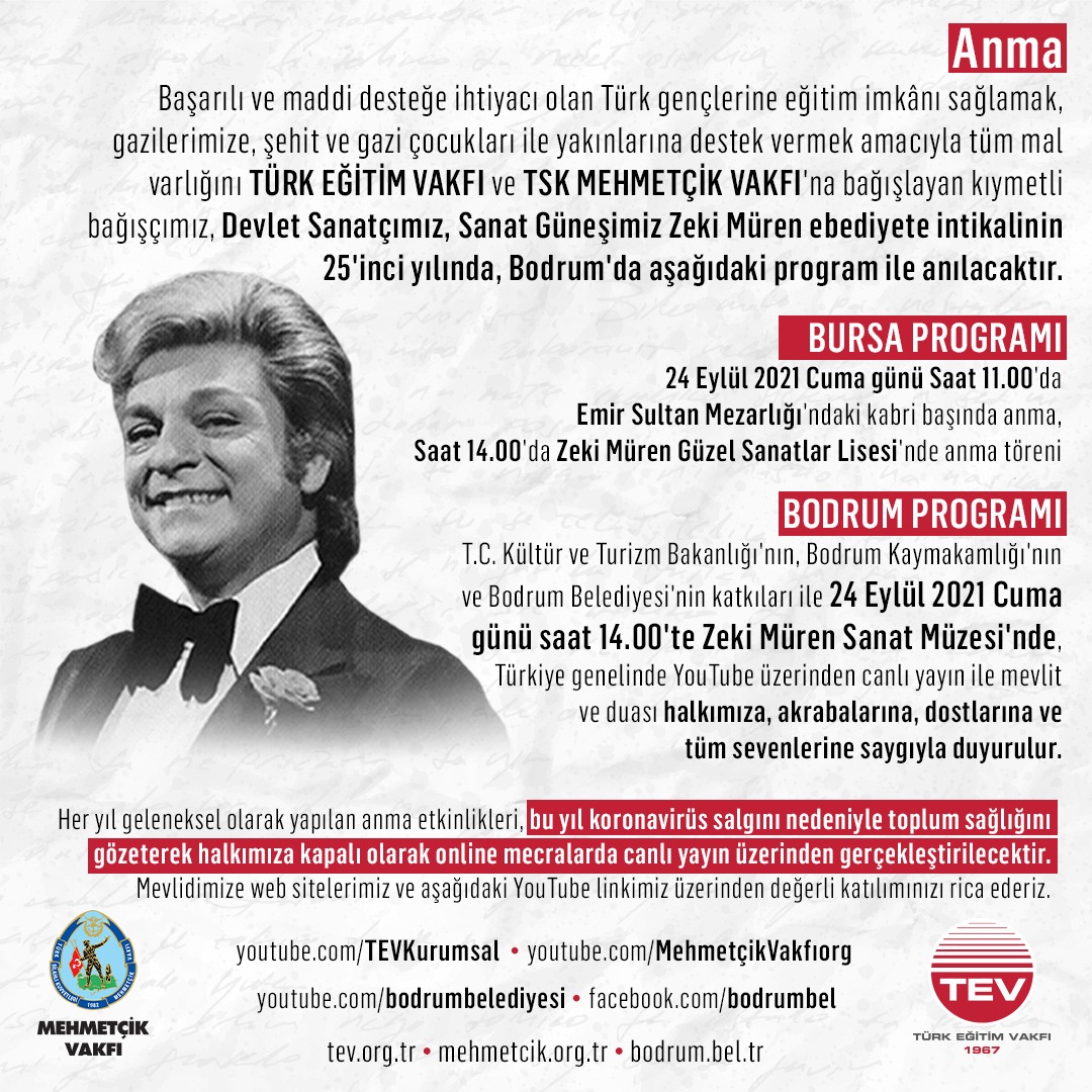 Zeki Müren’i 25’inci Ölüm Yıl Dönümü
