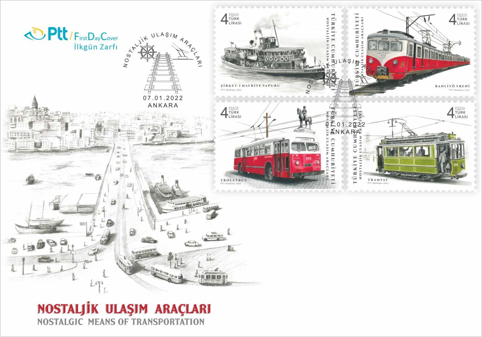 NOSTALJİK ULAŞIM ARAÇLARI PTT PULLARINDA